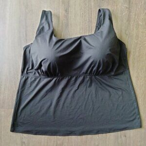 Lands' End Black Padded Tankini Top Plus Size 20W G Underwire Support Swim Beach